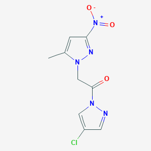 molecular formula C9H8ClN5O3 B11489401 1-(4-chloro-1H-pyrazol-1-yl)-2-(5-methyl-3-nitro-1H-pyrazol-1-yl)ethanone 
