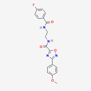 molecular formula C19H17FN4O4 B11489620 N-(2-{[(4-fluorophenyl)carbonyl]amino}ethyl)-3-(4-methoxyphenyl)-1,2,4-oxadiazole-5-carboxamide 