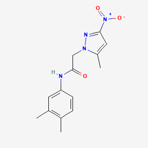 molecular formula C14H16N4O3 B11489674 N-(3,4-dimethylphenyl)-2-(5-methyl-3-nitro-1H-pyrazol-1-yl)acetamide 