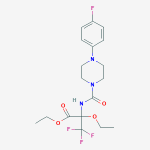 molecular formula C18H23F4N3O4 B11489688 ethyl 2-ethoxy-3,3,3-trifluoro-N-{[4-(4-fluorophenyl)piperazin-1-yl]carbonyl}alaninate 