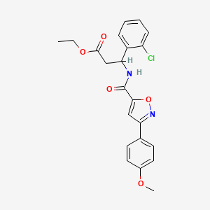 molecular formula C22H21ClN2O5 B11489732 Ethyl 3-(2-chlorophenyl)-3-({[3-(4-methoxyphenyl)-1,2-oxazol-5-yl]carbonyl}amino)propanoate 