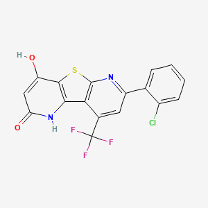 molecular formula C17H8ClF3N2O2S B11489967 11-(2-chlorophenyl)-6-hydroxy-13-(trifluoromethyl)-8-thia-3,10-diazatricyclo[7.4.0.02,7]trideca-1(9),2(7),5,10,12-pentaen-4-one 
