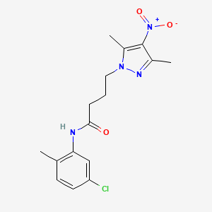 molecular formula C16H19ClN4O3 B11490030 N-(5-chloro-2-methylphenyl)-4-(3,5-dimethyl-4-nitro-1H-pyrazol-1-yl)butanamide 