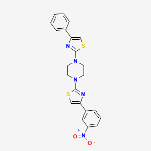 molecular formula C22H19N5O2S2 B11490391 1-[4-(3-Nitrophenyl)-1,3-thiazol-2-yl]-4-(4-phenyl-1,3-thiazol-2-yl)piperazine 