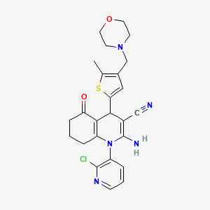 molecular formula C25H26ClN5O2S B11490428 2-Amino-1-(2-chloropyridin-3-yl)-4-[5-methyl-4-(morpholin-4-ylmethyl)thiophen-2-yl]-5-oxo-1,4,5,6,7,8-hexahydroquinoline-3-carbonitrile 