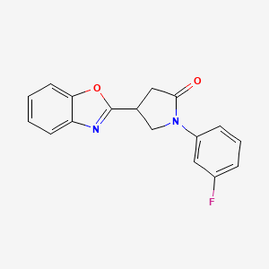 molecular formula C17H13FN2O2 B11490464 4-(1,3-Benzoxazol-2-yl)-1-(3-fluorophenyl)pyrrolidin-2-one 