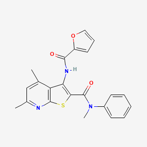 molecular formula C22H19N3O3S B11490686 3-[(furan-2-ylcarbonyl)amino]-N,4,6-trimethyl-N-phenylthieno[2,3-b]pyridine-2-carboxamide 