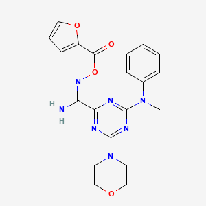 molecular formula C20H21N7O4 B11490702 N'-[(furan-2-ylcarbonyl)oxy]-4-[methyl(phenyl)amino]-6-(morpholin-4-yl)-1,3,5-triazine-2-carboximidamide 