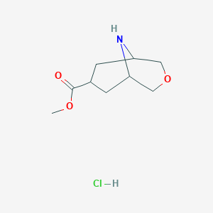 molecular formula C9H16ClNO3 B1149071 Methyl 3-oxa-9-azabicyclo[3.3.1]nonane-7-carboxylate hydrochloride CAS No. 1363382-76-6