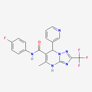 molecular formula C19H14F4N6O B11490763 N-(4-fluorophenyl)-5-methyl-7-(pyridin-3-yl)-2-(trifluoromethyl)-4,7-dihydro[1,2,4]triazolo[1,5-a]pyrimidine-6-carboxamide 