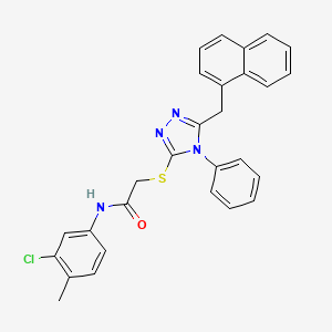 molecular formula C28H23ClN4OS B11491236 N-(3-chloro-4-methylphenyl)-2-{[5-(naphthalen-1-ylmethyl)-4-phenyl-4H-1,2,4-triazol-3-yl]sulfanyl}acetamide 
