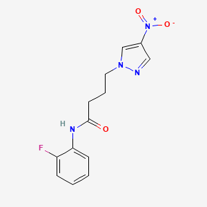 molecular formula C13H13FN4O3 B11492004 N-(2-fluorophenyl)-4-(4-nitro-1H-pyrazol-1-yl)butanamide 