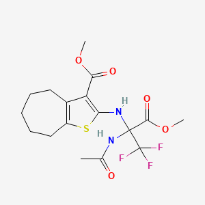 molecular formula C17H21F3N2O5S B11492321 methyl 2-{[2-(acetylamino)-1,1,1-trifluoro-3-methoxy-3-oxopropan-2-yl]amino}-5,6,7,8-tetrahydro-4H-cyclohepta[b]thiophene-3-carboxylate 