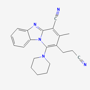 molecular formula C21H21N5 B11492407 2-(2-Cyanoethyl)-3-methyl-1-(piperidin-1-yl)pyrido[1,2-a]benzimidazole-4-carbonitrile 