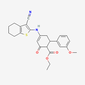 molecular formula C25H26N2O4S B11492514 Ethyl 4-[(3-cyano-4,5,6,7-tetrahydro-1-benzothiophen-2-yl)amino]-6-(3-methoxyphenyl)-2-oxocyclohex-3-ene-1-carboxylate 