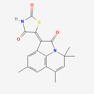 molecular formula C18H16N2O3S B11492648 (5Z)-5-(4,4,6,8-tetramethyl-2-oxo-4H-pyrrolo[3,2,1-ij]quinolin-1(2H)-ylidene)-1,3-thiazolidine-2,4-dione 