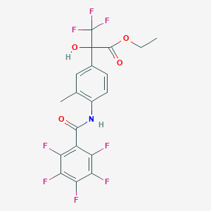 molecular formula C19H13F8NO4 B11492730 Ethyl 3,3,3-trifluoro-2-hydroxy-2-(3-methyl-4-{[(pentafluorophenyl)carbonyl]amino}phenyl)propanoate 