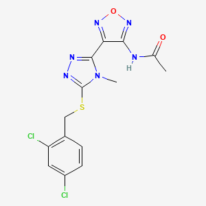 molecular formula C14H12Cl2N6O2S B11492783 N-(4-{5-[(2,4-dichlorobenzyl)sulfanyl]-4-methyl-4H-1,2,4-triazol-3-yl}-1,2,5-oxadiazol-3-yl)acetamide 