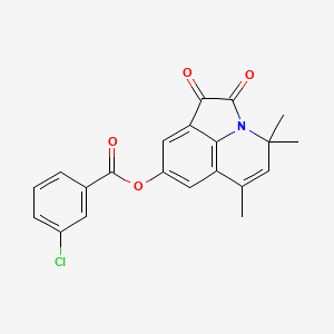 molecular formula C21H16ClNO4 B11492820 4,4,6-trimethyl-1,2-dioxo-1,2-dihydro-4H-pyrrolo[3,2,1-ij]quinolin-8-yl 3-chlorobenzoate 