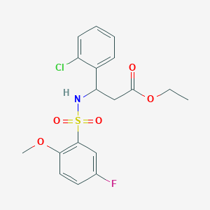 molecular formula C18H19ClFNO5S B11492840 Ethyl 3-(2-chlorophenyl)-3-{[(5-fluoro-2-methoxyphenyl)sulfonyl]amino}propanoate 