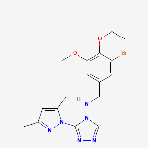 molecular formula C18H23BrN6O2 B11492869 N-[3-bromo-5-methoxy-4-(propan-2-yloxy)benzyl]-3-(3,5-dimethyl-1H-pyrazol-1-yl)-4H-1,2,4-triazol-4-amine 