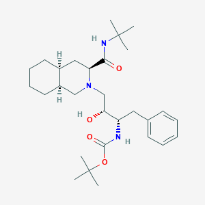 molecular formula C29H47N3O4 B114931 tert-butyl N-[(2S,3R)-4-[(3S,4aS,8aS)-3-(tert-butylcarbamoyl)-3,4,4a,5,6,7,8,8a-octahydro-1H-isoquinolin-2-yl]-3-hydroxy-1-phenylbutan-2-yl]carbamate CAS No. 142580-65-2