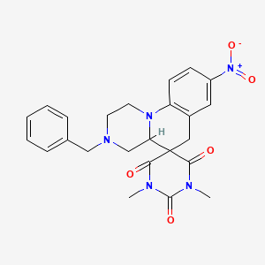 molecular formula C24H25N5O5 B11493318 3'-Benzyl-1,5-dimethyl-8'-nitro-1',2',3',4',4'A,6'-hexahydrospiro[1,5-diazinane-3,5'-pyrazino[1,2-A]quinoline]-2,4,6-trione 