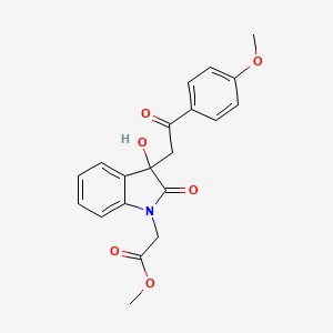 molecular formula C20H19NO6 B11493350 methyl {3-hydroxy-3-[2-(4-methoxyphenyl)-2-oxoethyl]-2-oxo-2,3-dihydro-1H-indol-1-yl}acetate 