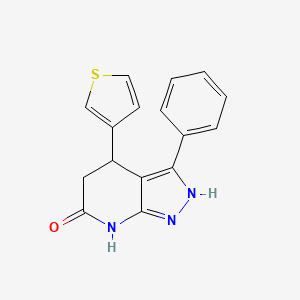 molecular formula C16H13N3OS B11493383 3-phenyl-4-(thiophen-3-yl)-1,4,5,7-tetrahydro-6H-pyrazolo[3,4-b]pyridin-6-one 