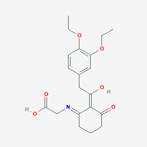 molecular formula C20H25NO6 B11493391 N-{2-[(3,4-diethoxyphenyl)acetyl]-3-oxocyclohex-1-en-1-yl}glycine 