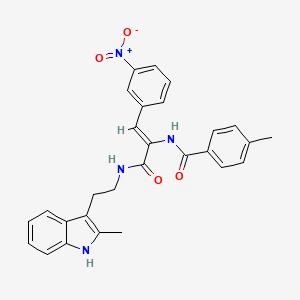 molecular formula C28H26N4O4 B11493559 4-methyl-N-[(1Z)-3-{[2-(2-methyl-1H-indol-3-yl)ethyl]amino}-1-(3-nitrophenyl)-3-oxoprop-1-en-2-yl]benzamide 