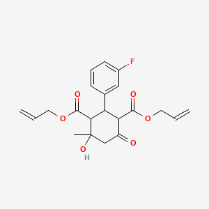 molecular formula C21H23FO6 B11493745 Diprop-2-en-1-yl 2-(3-fluorophenyl)-4-hydroxy-4-methyl-6-oxocyclohexane-1,3-dicarboxylate 