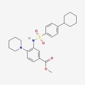 molecular formula C25H32N2O4S B11494036 Methyl 3-{[(4-cyclohexylphenyl)sulfonyl]amino}-4-(piperidin-1-yl)benzoate 