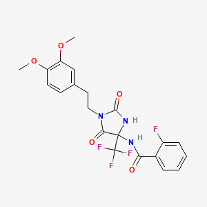 molecular formula C21H19F4N3O5 B11494281 N-{1-[2-(3,4-dimethoxyphenyl)ethyl]-2,5-dioxo-4-(trifluoromethyl)imidazolidin-4-yl}-2-fluorobenzamide 