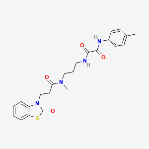 molecular formula C23H26N4O4S B11494573 N-(3-{methyl[3-(2-oxo-1,3-benzothiazol-3(2H)-yl)propanoyl]amino}propyl)-N'-(4-methylphenyl)ethanediamide 