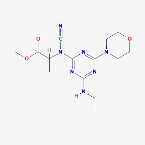 molecular formula C14H21N7O3 B11494587 Methyl 2-{cyano[4-(ethylamino)-6-(morpholin-4-YL)-1,3,5-triazin-2-YL]amino}propanoate 