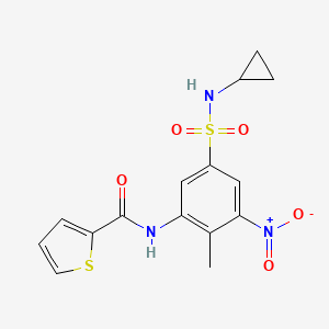 molecular formula C15H15N3O5S2 B11495232 N-[5-(cyclopropylsulfamoyl)-2-methyl-3-nitrophenyl]thiophene-2-carboxamide 