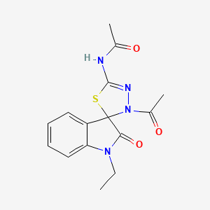 molecular formula C15H16N4O3S B11495301 N-(3'-acetyl-1-ethyl-2-oxo-1,2-dihydro-3'H-spiro[indole-3,2'-[1,3,4]thiadiazol]-5'-yl)acetamide 