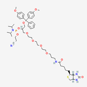 Phosphoramidous acid,bis(1-methylethyl)-,1-[[bis(4-methoxyphenyl)phenylmethoxy]methyl]-21-[(3as,4s,6ar)-hexahydro-2-oxo-1H-thieno[3,4-d]imidazol-4-yl]-17-oxo-3,6,9,12-tetraoxa-16-azaheneicos-1-yl2-cya