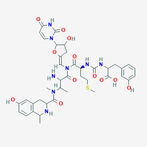 2-[[(2S)-1-[[2-amino-3-[(6-hydroxy-1-methyl-1,2,3,4-tetrahydroisoquinoline-3-carbonyl)-methylamino]butanoyl]-[(E)-[5-(2,4-dioxopyrimidin-1-yl)-4-hydroxyoxolan-2-ylidene]methyl]amino]-4-methylsulfanyl-1-oxobutan-2-yl]carbamoylamino]-3-(3-hydroxyphenyl)propanoic acid