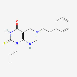 molecular formula C17H20N4OS B11497342 Pyrimido[4,5-d]pyrimidin-4(1H)-one, 2,3,5,6,7,8-hexahydro-6-(2-phenylethyl)-1-(2-propenyl)-2-thioxo- 
