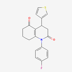 molecular formula C19H16FNO2S B11498564 1-(4-fluorophenyl)-4-(thiophen-3-yl)-4,6,7,8-tetrahydroquinoline-2,5(1H,3H)-dione 