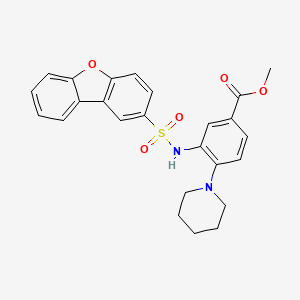 molecular formula C25H24N2O5S B11498803 Methyl 3-[(dibenzo[b,d]furan-2-ylsulfonyl)amino]-4-piperidinobenzoate 
