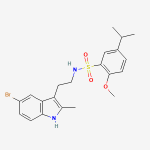 molecular formula C21H25BrN2O3S B11499037 N-[2-(5-bromo-2-methyl-1H-indol-3-yl)ethyl]-2-methoxy-5-(propan-2-yl)benzenesulfonamide 