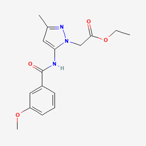 molecular formula C16H19N3O4 B11499515 [5-(3-Methoxybenzoylamino)-3-methylpyrazol-1-yl]acetic acid, ethyl ester 