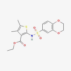 molecular formula C17H19NO6S2 B11499899 Ethyl 2-[(2,3-dihydro-1,4-benzodioxin-6-ylsulfonyl)amino]-4,5-dimethylthiophene-3-carboxylate 