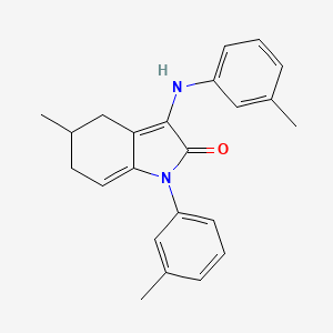 molecular formula C23H24N2O B11500031 Indol-2-one, 5-methyl-1-m-tolyl-3-m-tolylamino-1,4,5,6-tetrahydro- 