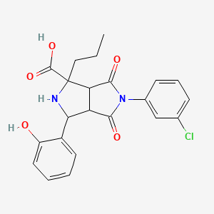 molecular formula C22H21ClN2O5 B11500045 5-(3-Chlorophenyl)-3-(2-hydroxyphenyl)-4,6-dioxo-1-propyloctahydropyrrolo[3,4-c]pyrrole-1-carboxylic acid 