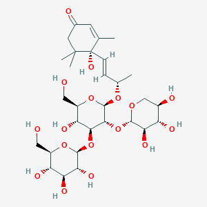 molecular formula C30H48O17 B115009 Vomifoliol-glu-xyl-glu CAS No. 141947-49-1