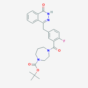 molecular formula C26H29FN4O4 B115014 tert-butyl 4-[2-fluoro-5-[(4-oxo-3H-phthalazin-1-yl)methyl]benzoyl]-1,4-diazepane-1-carboxylate CAS No. 874116-49-1